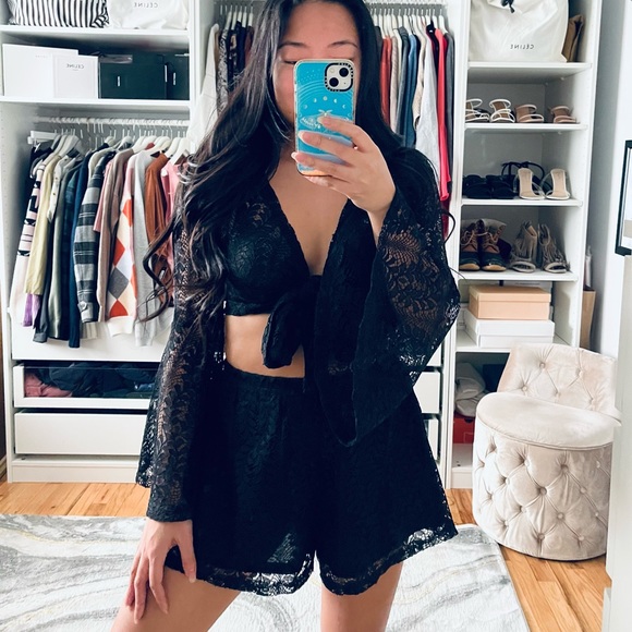 REVERSE Black Lace Short Set - Picture 2 of 4